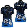 Maxcorners Personalized Blue Funny Crazy Bowling Shirt For Men & Women Bowling Jersey Shirts Polo & Quarter- Zip Bowling League