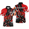 Maxcorners Custom Red Bowling Jersey for Men Bowling Uniform Polo & 1/4 Zip Bowling Team Shirts LM0803