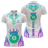Maxcorners Custom White Neon 8 Ball Crown Billiard Shirts for Men and Team Polo & 1/4 Zip Shirts LM2206