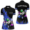 Maxcorners Custom Blue Flame Billiard Shirts for Men Billiard Team Jerseys Polo & 1/4 Zip Shirts MT1706
