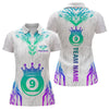 Maxcorners Custom White 9 Ball Crown Neon Billiard Shirts for Men Billiard Team Shirts Billiard Leagu LM2007