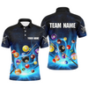 Maxcorners Custom Galaxy 8 Ball Billiard Shirts for Men Billiard Team Shirts Billiard League Polo & 1/4 Zipper LM0412