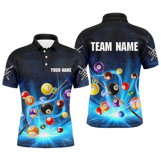 Maxcorners Custom Galaxy 8 Ball Billiard Shirts for Men Billiard Team Shirts Billiard League Polo & 1/4 Zipper LM0412
