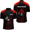 Maxcorners Customized Red 8 Ball Pool Crown Men'S Billiard Shirts, Billiard Team Shirts Polo & 1/4 Zip Shirts