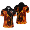 Maxcorners Orange Flaming Lion Bowling Custom Men Bowling Polo & Quarter-Zip Bowling Team Jerseys LM233