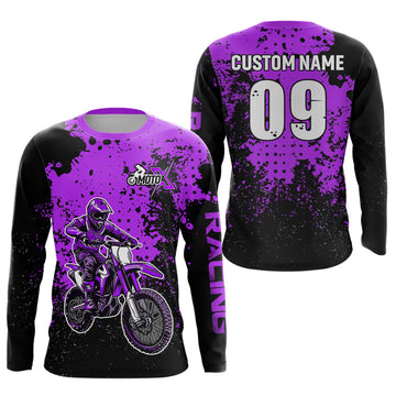 Maxcorners Custom Purple Motocross Jersey for Men Women Upf30+ Dirt Bike Shirt Motorcycle Jersey| MT2709