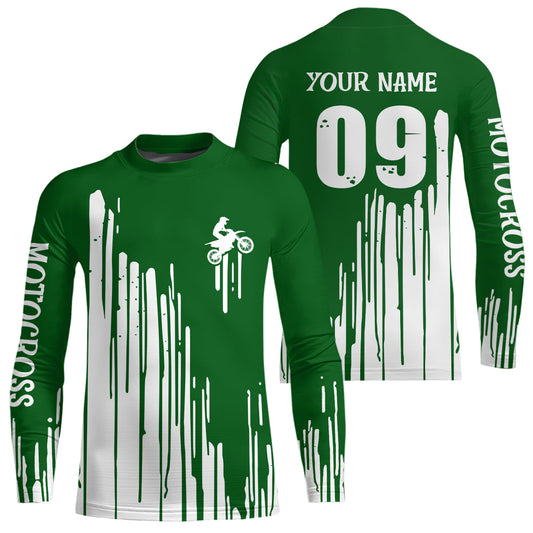 Maxcorners Adult&Kid green custom dirt bike jersey Motocross jersey upf30+ mens women Motocross Shirt| MT2709