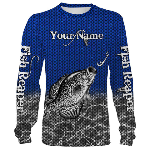 Maxcorners Customize Name All Over Print 3D Shirts Crappie fishing Fish Reaper