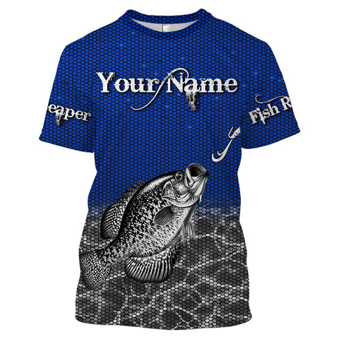 Maxcorners Customize Name All Over Print 3D Shirts Crappie fishing Fish Reaper