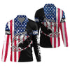 Maxcorners American Flag Fishing Shirt, Personalized Bass Fishing UPF Long Sleeve Shirt for Men