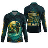 Maxcorners The Struggle Is Real But So Is The Reward Horror Fishing SPF Shirt For Men, Men's Fishing Shirts Long Sleeve