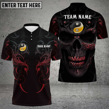Maxcorners Billiards Skull Yin Yang 8-Ball & 9-Ball Personalized Name 3D Shirt