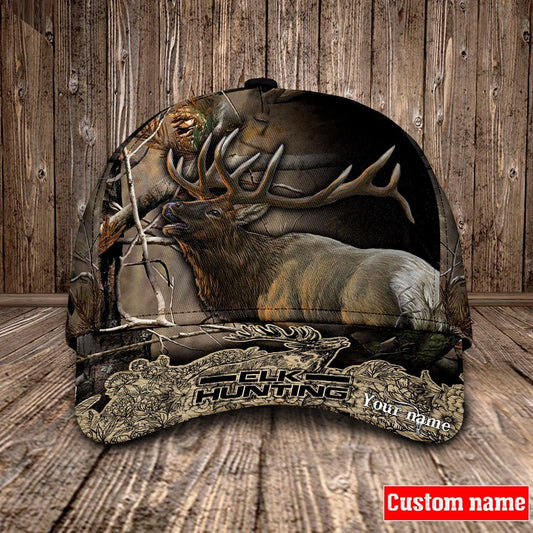 Maxcorners Personalized Name Elk Hunting Cap, Birthday Gift Father's Day Gift For Grandpa Dad Husband Son LM0402