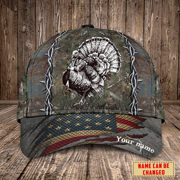 Maxcorners Personalized Name Turkey Hunting Cap NDB02, Father's Day Birthday Gift For Son Dad Grandpa Husband LM0402