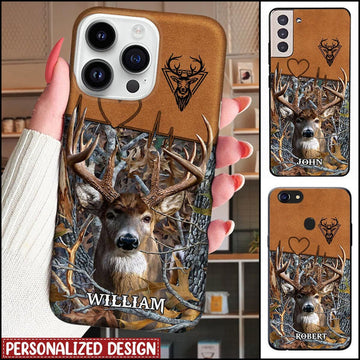 Maxcorners Deer Hunting Leather Parttern Personalized Name Phone Case LM0912