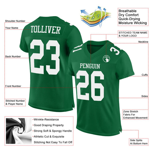 Maxcorners Custom Kelly Green White Mesh Authentic Football Jersey LM2605