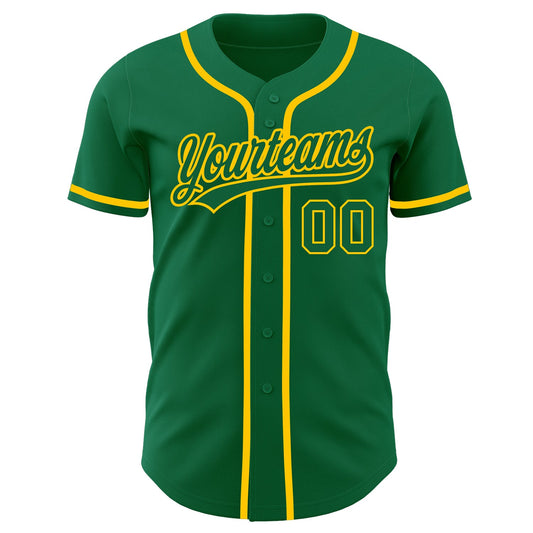 Maxcorners Custom Kelly Green Kelly Green-Gold Authentic Baseball Jersey LM2605