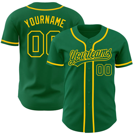 Maxcorners Custom Kelly Green Kelly Green-Gold Authentic Baseball Jersey LM2605