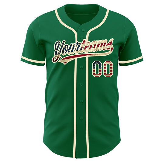 Maxcorners Custom Purple Vintage USA Flag-Cream Premium Baseball Jersey LM0210