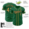 Maxcorners Custom Kelly Green Black Pinstripe Old Gold Authentic Baseball Jersey LM2605