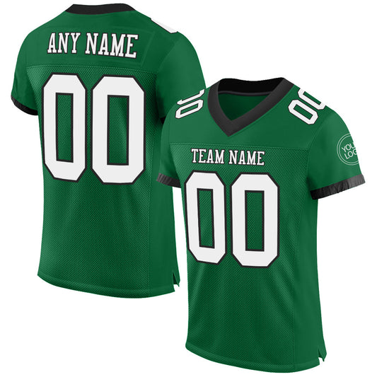 Maxcorners Custom Kelly Green White-Black Mesh Authentic Football Jersey LM2605