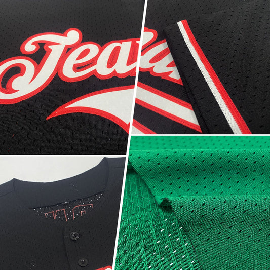 Maxcorners Custom Kelly Green White-Yellow Mesh Authentic Throwback Baseball Jersey LM2605
