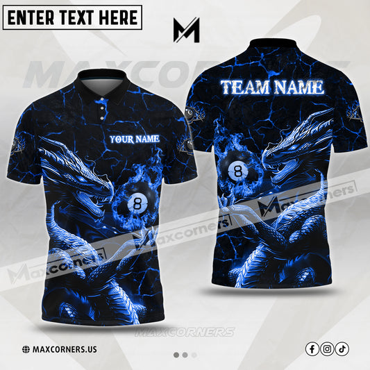 Maxcorners Billiard Ball 8 Dragon Jersey Sport Multicolor Options Personalized Name, Team Name 3D Shirt (4 Colors)