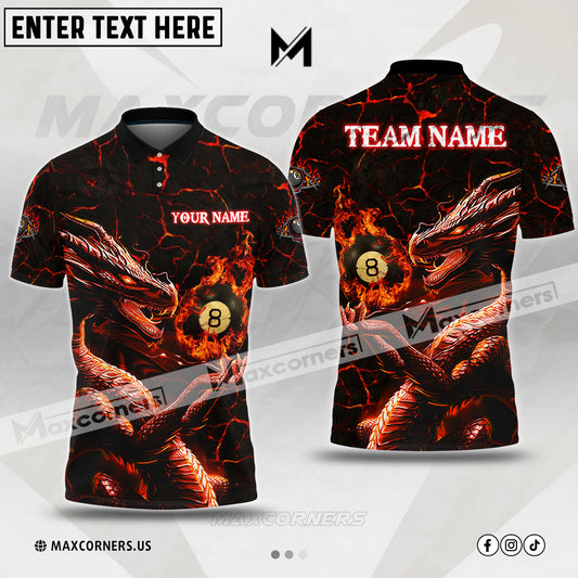 Maxcorners Billiard Ball 8 Dragon Jersey Sport Multicolor Options Personalized Name, Team Name 3D Shirt (4 Colors)