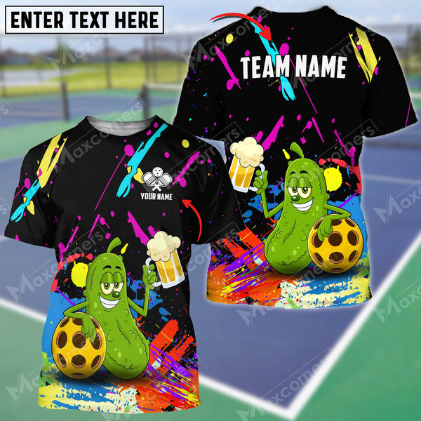 Maxcorners Pickleball Funny Beer Personalized Name, Team Name 3D Shirt