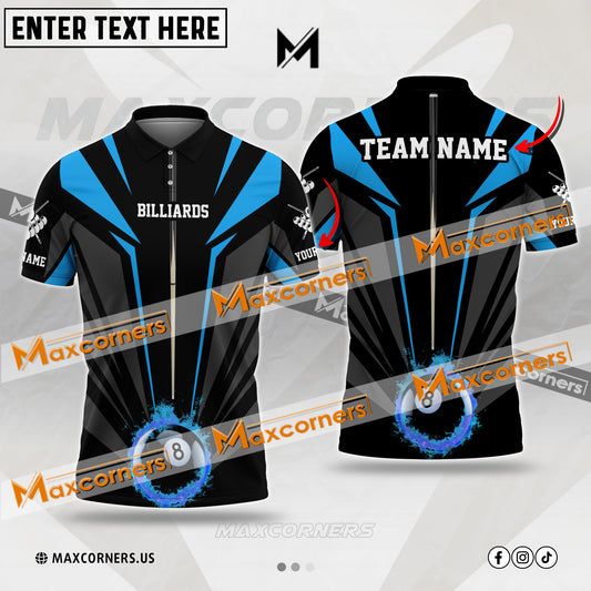 Maxcorners Billiards Ball 8 Sport Jersey Multicolor Options Personalized Name, Team Name 3D Polo Shirt (4 Colors)