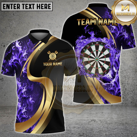 Maxcorners Darts Flaming Dartboard Black And Gold Multicolor Customized Name, Team Name 3D Shirts