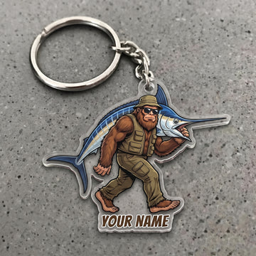 Maxcorners Marlin Fishing Bigfoot Angler Personalized Name 3D Keychain And Ornament