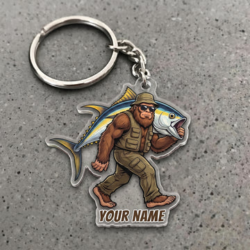 Maxcorners Tuna Fishing Bigfoot Angler Personalized Name 3D Keychain And Ornament