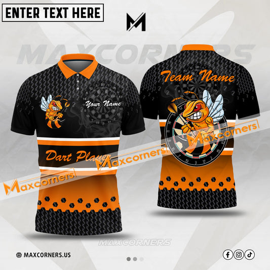 Maxcorners Darts Bee Mutilcolor Options Personalized Name, Team Name 3D Polo Shirt