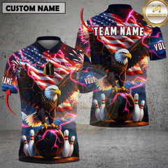 Maxcorners American Eagle Thunder Lightning Bowling Multicolor Customized Name, Team Name 3D Shirts