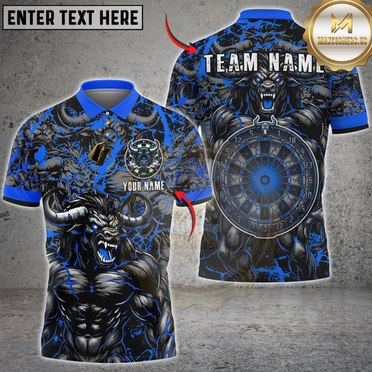 Maxcorners Darts Minotaur Thunder Multicolor Customized Name, Team Name 3D Shirt (4 Colors)