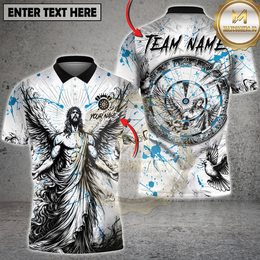 Maxcorners Darts Angel Cross Splash Multicolor Customized Name, Team Name 3D Shirt (4 Colors)