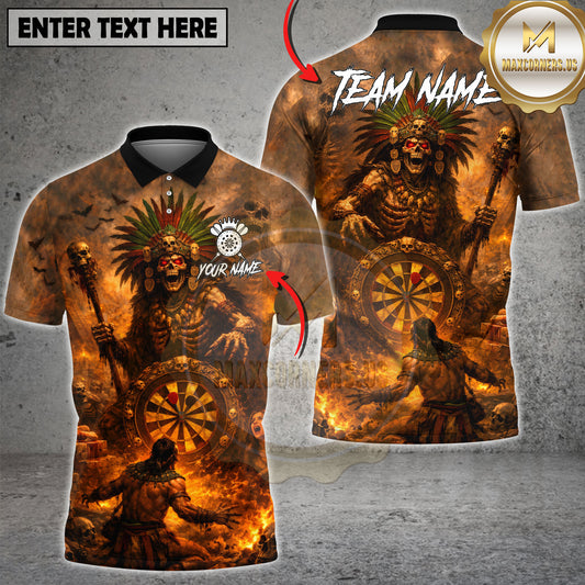 Maxcorners Tribal Skeleton Dartboard Fire Multicolor Customized Name, Team Name 3D Shirt (4 Colors)