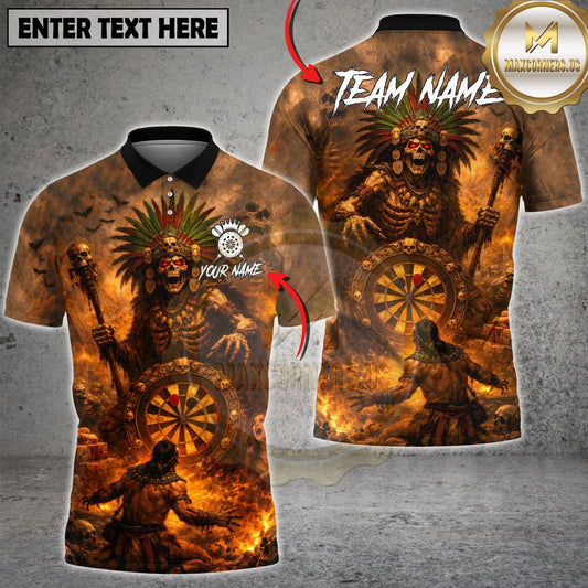 Maxcorners Tribal Skeleton Dartboard Fire Multicolor Customized Name, Team Name 3D Shirt (4 Colors)