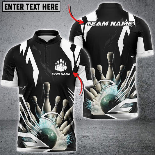 Maxcorners Bowling Ball & Pins Digital Sport Jersey Multicolor Option Customized Name, Team Name 3D Polo Shirt (6 Colors)
