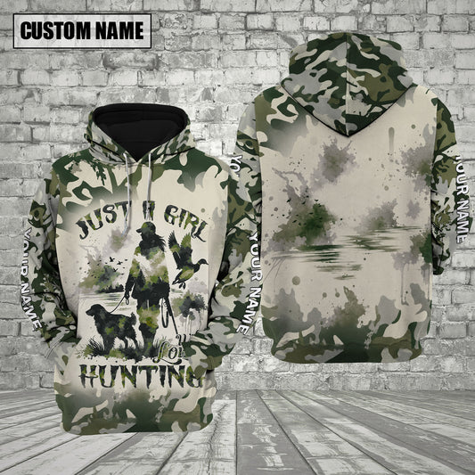 Maxcorners Hunting Just A Girl Who Loves Hunting Deer Woodland Camo Personalized 3D Shirts