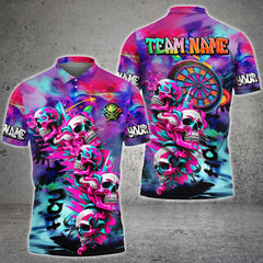 Maxcorners Darts Skull Neon Graffiti  Personalized Name, Team Name 3D Shirt For Matt