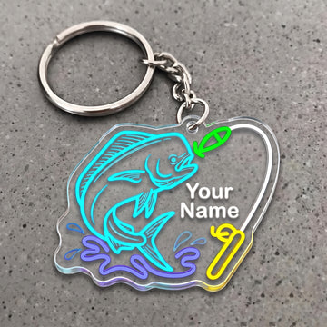 Maxcorners Mahi Mahi Fishing Neon Water Splash Personalized Name 3D Keychain And Ornament