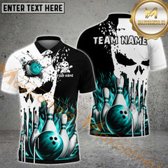 Maxcorners Punished Skull Flame Bowling Jersey Multicolor Options Personalized Name, Team Name 3D Shirt