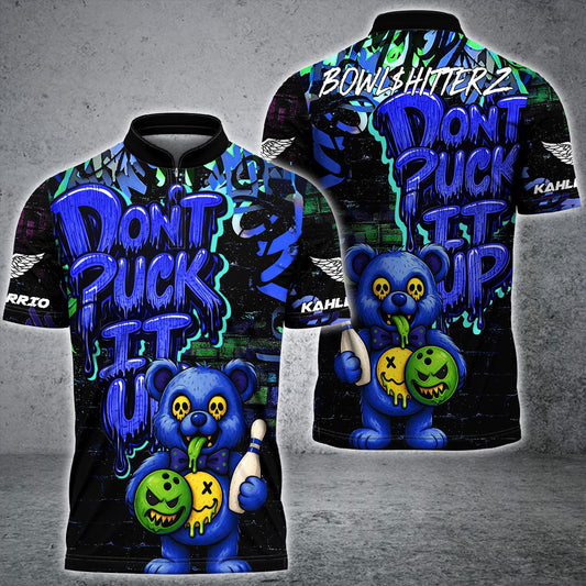 Maxcorners Bowling Bear Scary Teddy Don’t ?uck it up Graffiti Style Customized Shirt For Jim Barrio