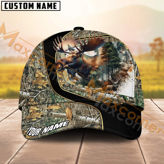 Maxcorners Hunting Moose Camo Pattern Multicolor Option Personalized 3D Cap