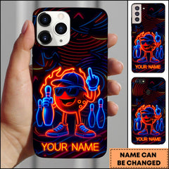 Maxcorners Bowling Neon Cartoon Bowling Dude Personalized Name 3D Phone Case