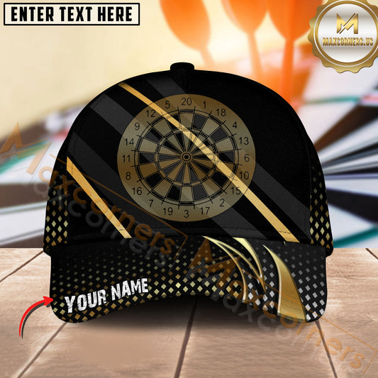 Maxcorners Darts Black Gold Minimal Target Personalized Name Classic 3D Cap
