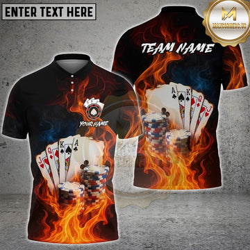 Maxcorners Flaming Poker Multicolor Customized Name, Team Name 3D Shirts