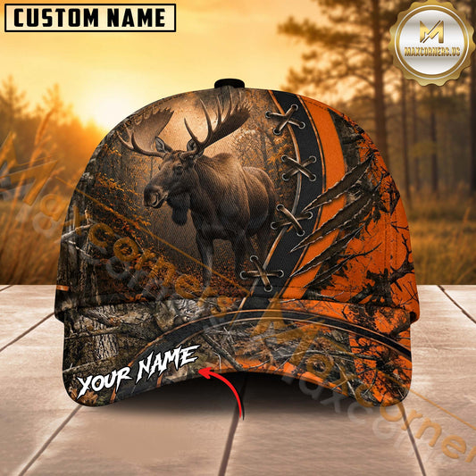 Maxcorners Hunting Lace-Up Orange Forest Personalized 3D Cap